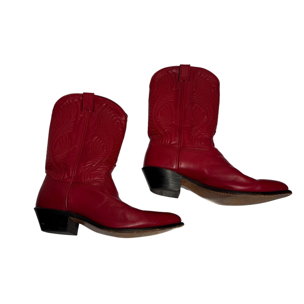 Abilene Boots Red Leather Cowboy Boots Women's Western Made in USA